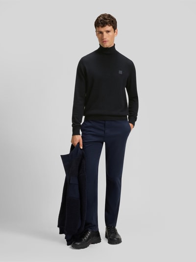 BOSS Orange Rollkragenpullover mit Logo-Patch aus Kaschmir Dunkelblau 1