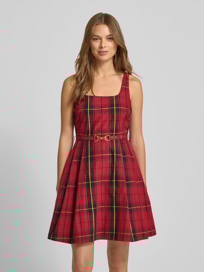 Lauren Ralph Lauren Cocktailkleid mit Karree-Ausschnitt und Gürtel Modell 'FRANTISE' Rot 4