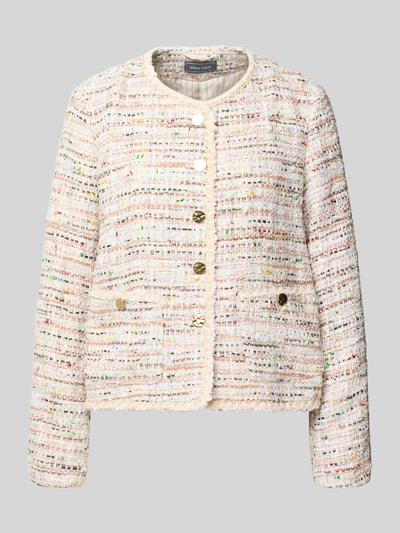 Produktfoto, Blazer in Bouclé-Optik von WHITE LABEL, luźny krój, bouclé, pełna listwa guzikowa, dekolt okrągły, długość pleców w rozmiarze 36: 47 cm, szerokość w rozmiarze 36: 46 cm, długość rękawa w rozmiarze 36: 63 cm, jasne kolory, strukturalna powierzchnia