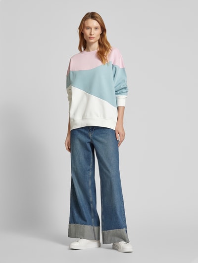 Tom Tailor Denim Comfort fit sweatshirt van katoenmix met colour-blocking-design Roze - 1