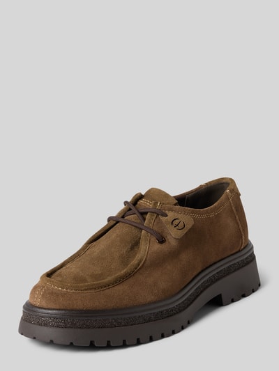Produktfoto, Schnürschuhe aus echtem rindsleder von Tamaris in braun mit strukturierter Sohle und glatter Oberfläche, Dames veterschoenen