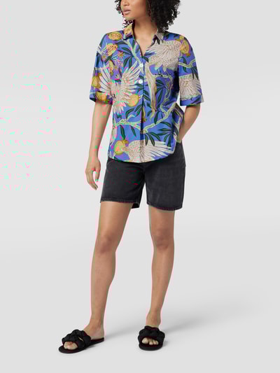 Christian Berg Woman Bluse mit Allover-Muster Royalblau 1