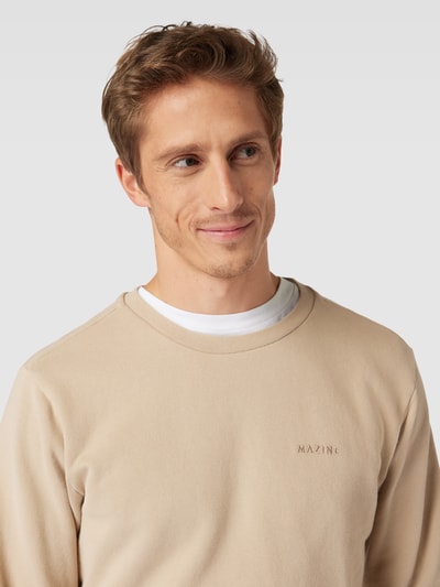 Mazine Sweatshirt met labelstitching, model 'Burwoord' Beige - 3