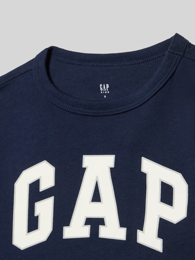 Productfoto, Regular Fit T-shirt met logoprint van GAP voor kinderen, puur katoen, ronde hals, ruglengte maat 116: 45 cm, donkerblauw, glad oppervlak