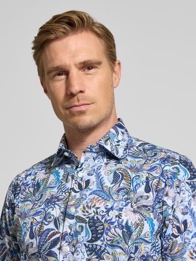 OLYMP Level Five Slim Fit Business-Hemd mit Kentkragen im Allover-Look Bleu 3