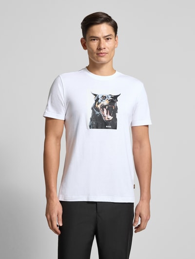 BOSS Orange Slim fit T-shirt van puur katoen, model 'TE_DOBERMANN' Wit - 4
