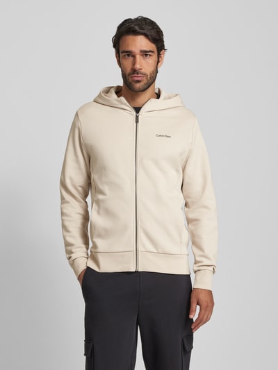 CK Calvin Klein Sweatjacke aus Viskose mit Label-Print Beige 4