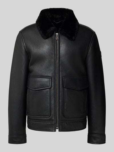 JOOP! COLLECTION Regular fit leren jack van lamswol, model 'Boron' Zwart - 2