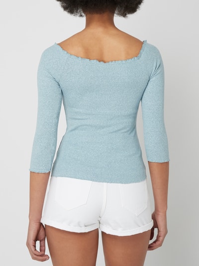 Review Crop Shirt mit Rippenstruktur Eisblau Melange 5