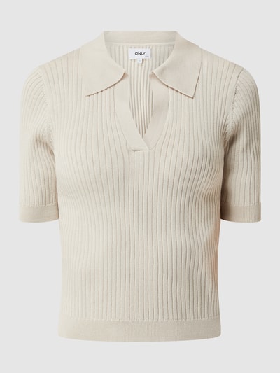 Only Cropped Poloshirt mit Viskose-Anteil Modell 'Nimone'  Sand Melange 2