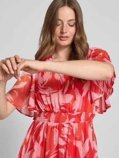 s.Oliver RED LABEL Długa sukienka taliowana ze wzorem na całej powierzchni Czerwony 3