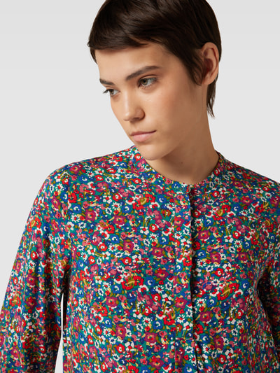 Jake*s Casual Bluse aus Viskose mit floralem Muster und verdeckter Knopfleiste Dunkelblau 3