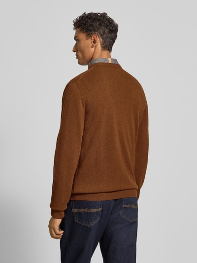 Gant Strickpullover aus reiner Lammwolle mit gerippten Abschlüssen Schoko 5