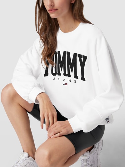 Tommy Jeans Sweatshirt met labelstitching, model 'Collegiate' Wit - 3