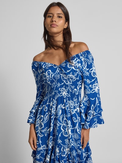 Apricot Minikleid mit Volants Blau 3