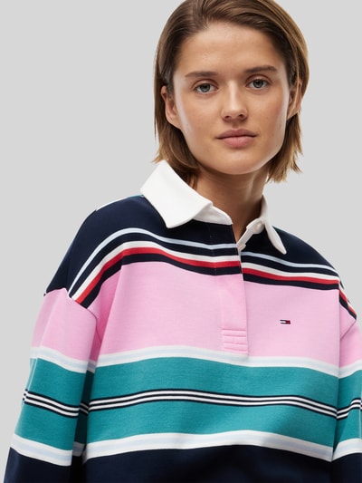 Tommy Jeans Relaxed Fit Rugbyshirt aus reiner Baumwolle Pink 3