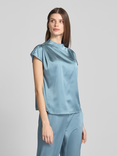 zero Regular Fit Bluse mit Raffungen und Stehkragen Bleu 4
