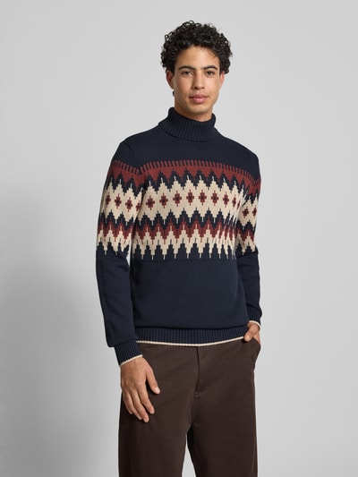 Blend Gebreide pullover met ribboorden, model 'BENJI' Donkerblauw - 4