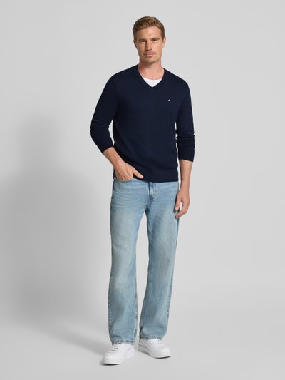 Tommy Hilfiger Regular fit pullover van een mix van katoen en kasjmier Marineblauw - 1