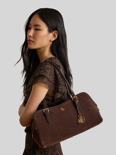 Lauren Ralph Lauren Henkeltasche aus echtem Veloursleder Dunkelbraun 1