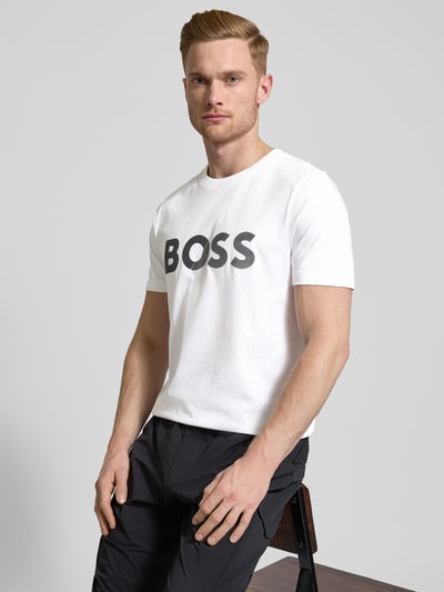 BOSS Green T-Shirt mit Label-Print Weiss 3