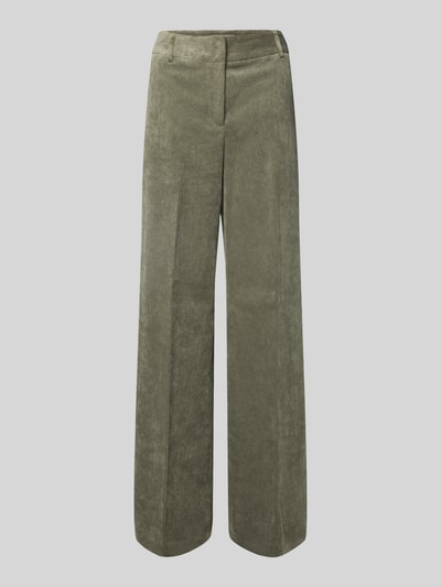 Christian Berg Woman Selection Wide fit corduroy broek met linnen Kaki - 2