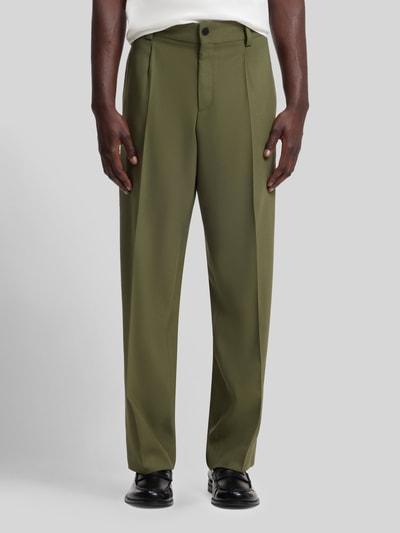 HUGO Relaxed Fit Anzughose mit Bundfalten Oliv 4
