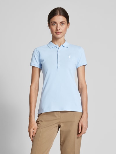 Polo Ralph Lauren Poloshirt met labelstitching, model 'JULIE' Lichtblauw - 4