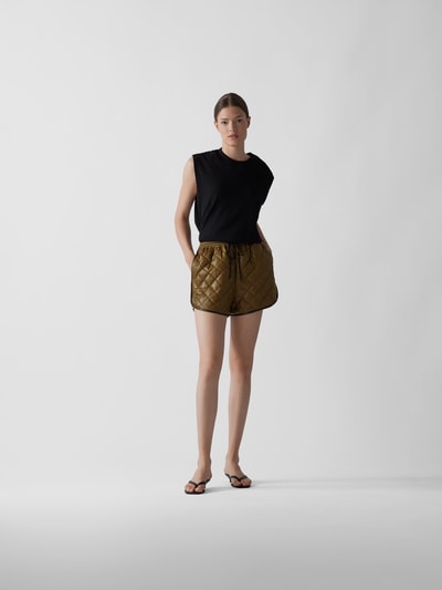 Self-Portrait Shorts mit Stepp-Optik Khaki 1