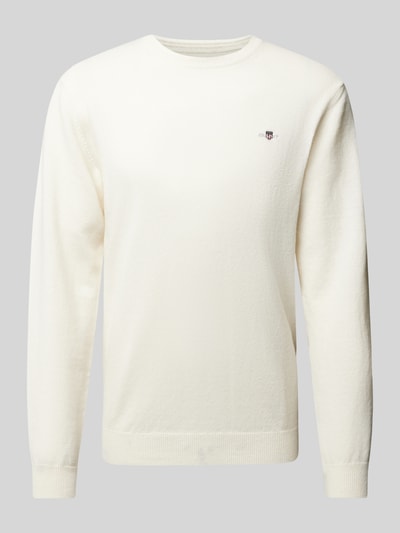 Gant Gebreide trui van wol met ronde hals Offwhite - 2