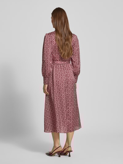 Rinascimento Hemdblusenkleid im Allover-Look mit Gürtel Bordeaux 5
