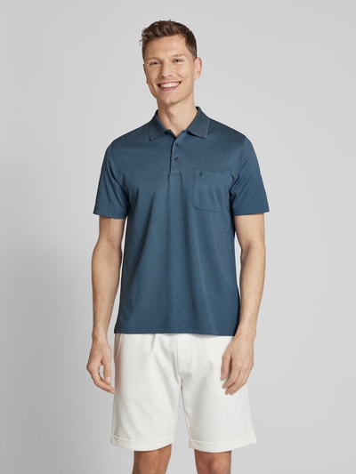 RAGMAN Regular fit poloshirt met all-over motief Marineblauw - 4