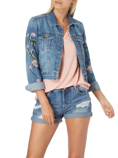 Superdry Jeansjacke mit floralen Stickereien Jeansblau 4