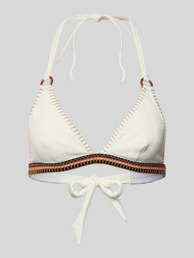 Produktfoto, Bikini-Oberteil mit Schnürung Modell 'WAKO SANTANY' von Banana Moon, kremowy materiał ze stretchem, kontrastowe przeszycia