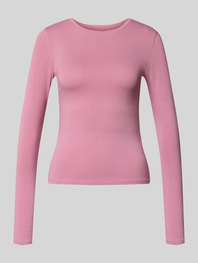 REVIEW Slim Fit Basic Langarmshirt aus Baumwollmix Rose 1