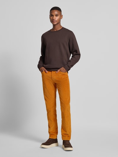 Brax Corduroy broek in 5-pocketmodel, model 'Cadiz' Geel - 1