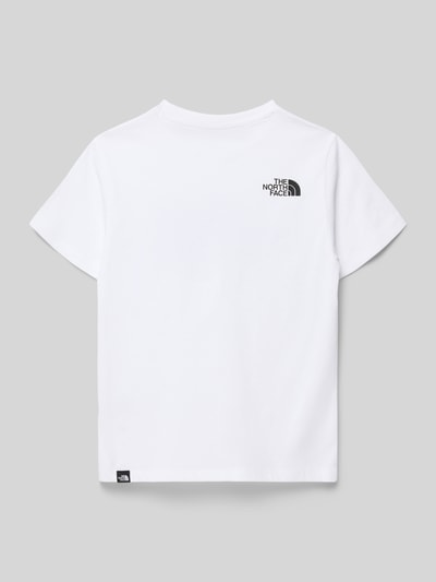 Produktfoto, weißes Regular Fit T-Shirt mit Logo-Print von The North Face, Rundhalsausschnitt, kurzärmelig, Rückenlänge 55 cm, Kinder T-Shirt
