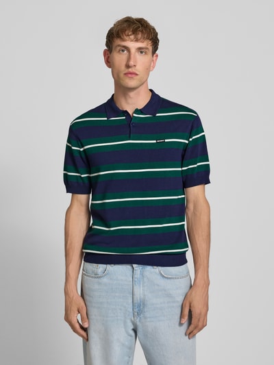 REVIEW slim fit poloshirt van viscosemix Marineblauw - 4