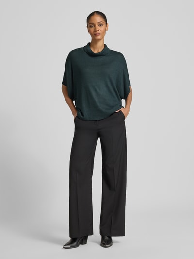 Apricot Strickpullover mit Rollkragen Dunkelgruen 1