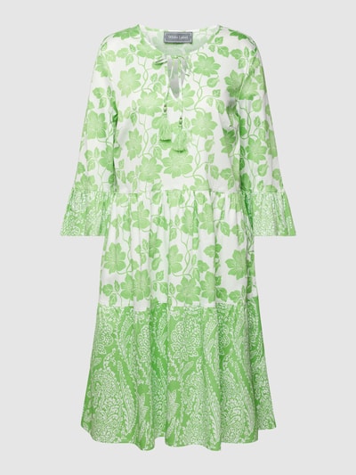 WHITE LABEL Knielange jurk met bloemenmotief Groen - 2