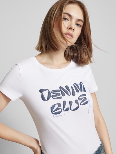 Tom Tailor Denim Regular Fit T-Shirt mit Schriftzug-Print Weiss 3