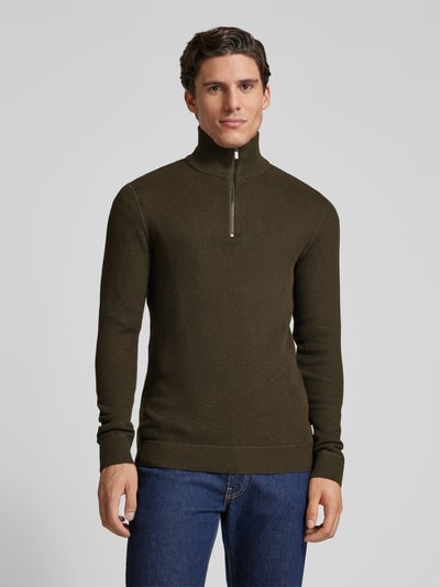 Jack & Jones Premium Gebreide pullover met opstaande kraag, model 'BLUCHRISTER' Olijfgroen - 4