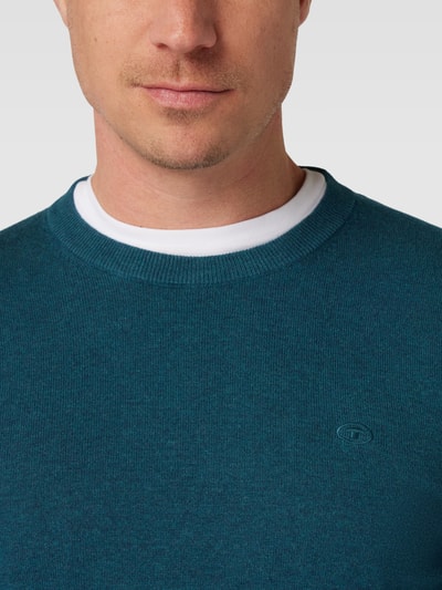 Tom Tailor Strickpullover mit Label-Stitching Petrol 3