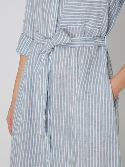 BOSS Orange Hemdblusenkleid aus Leinen mit Streifenmuster Hellblau 3