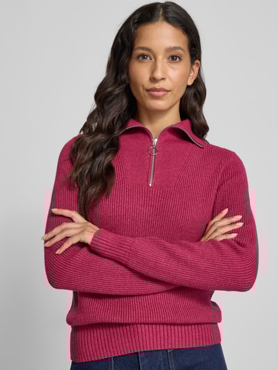 Christian Berg Woman Sweter z dzianiny z kołnierzem Fuksjowy melanż 3