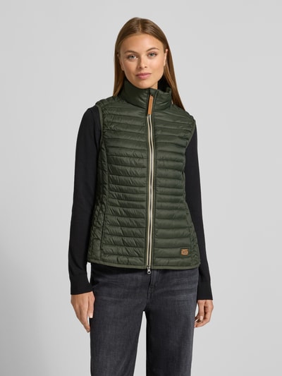 camel active Kamizelka pikowana o kroju regular fit z naszywką z logo Zielony 4