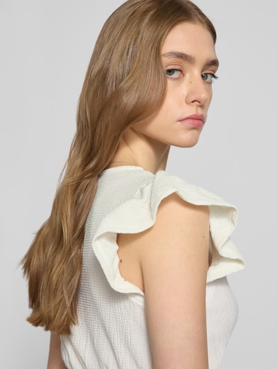 Gina Tricot Slim fit blousetop met smokdetails Offwhite - 3