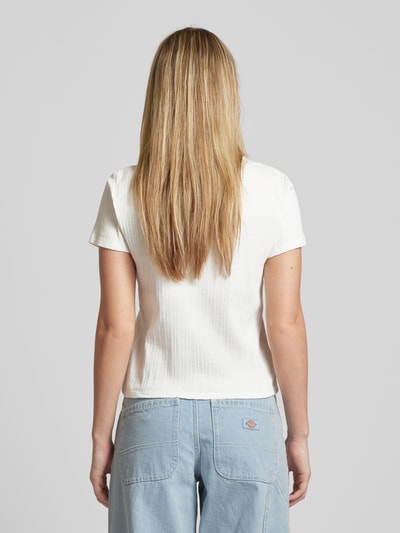 QS T-shirt met fijnrib Offwhite - 5