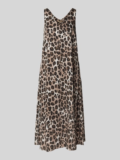 Smith and Soul Sukienka o długości do kolan z wiskozy z dekoltem w serek Beżowy 2