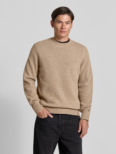 ANNARR Sweter z wełny z prążkowanymi ściągaczami Beżowy 4
